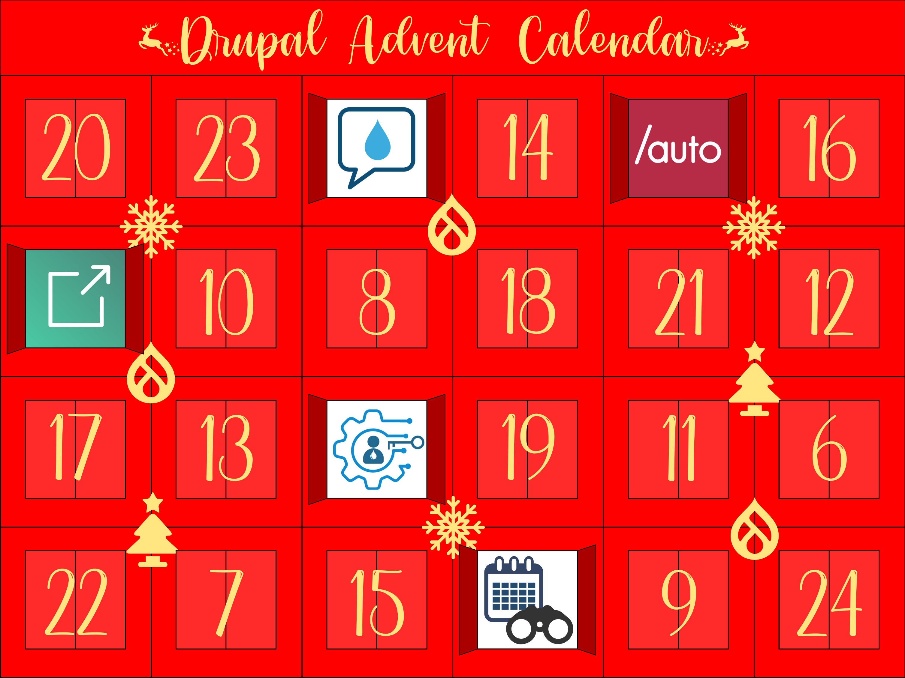 Advent Calendar with door 5 open revealing the Talking Drupal podcast
