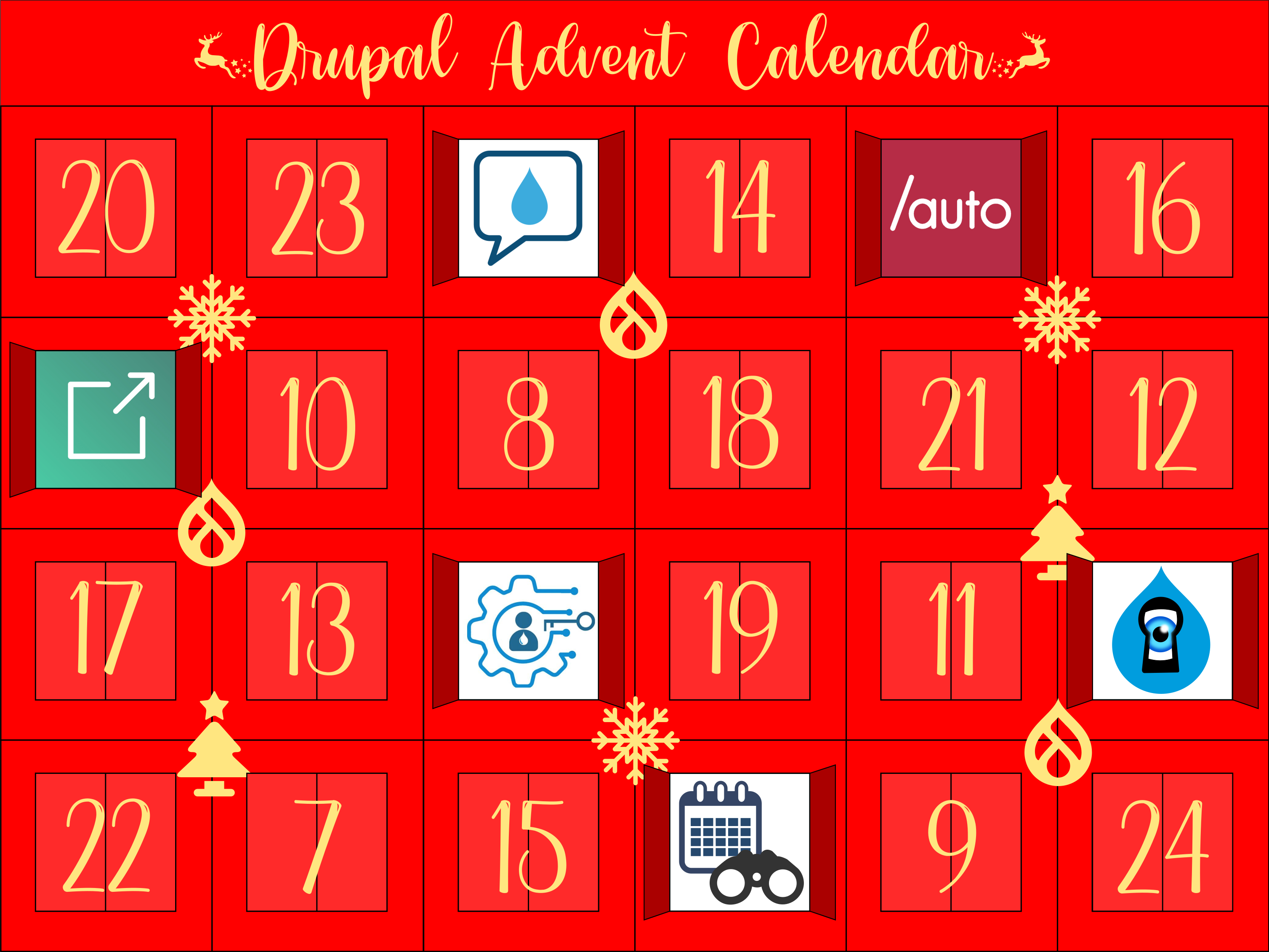 Drupal Advent Calendar with door 6 open, revealing the Access Unpublished module
