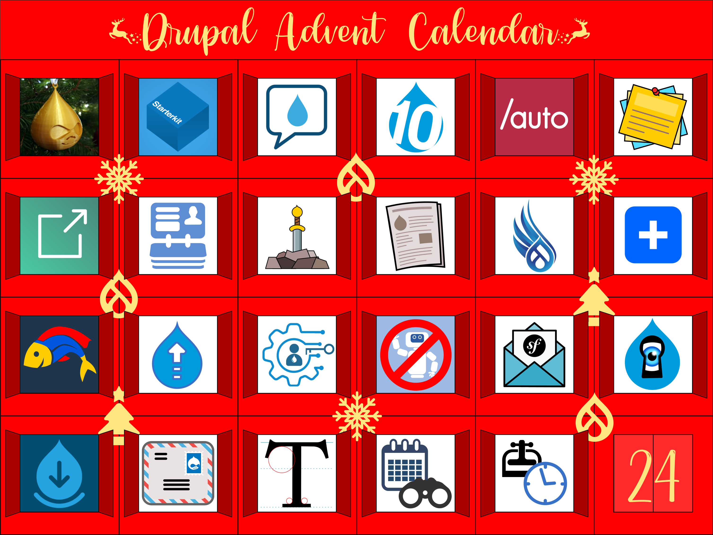 Advent Calendar with door 23 open, containing the StarterKit logo