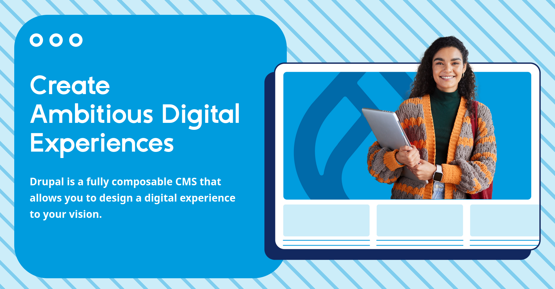 Screenshot from drupal.org website with heading "Create Ambitious Digital Experiences"