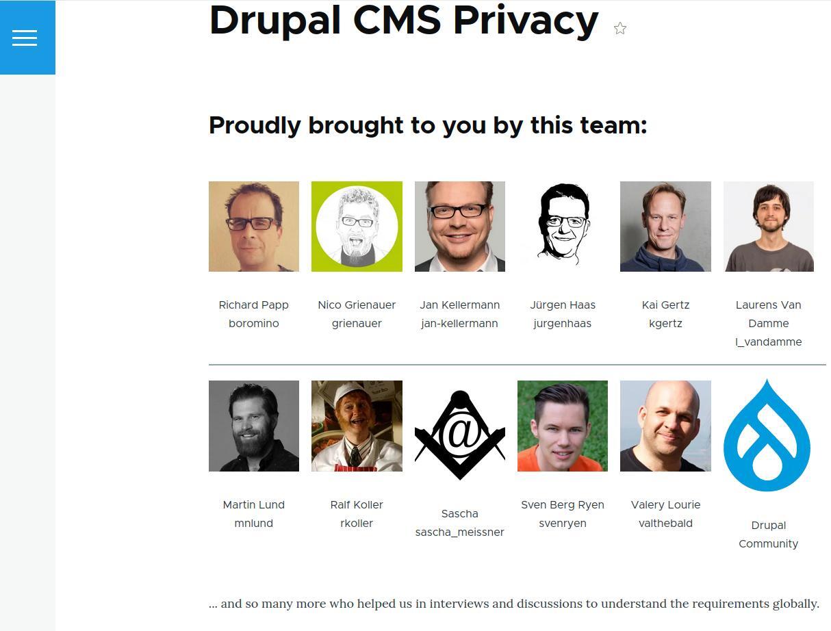 The Drupal CMS Privacy track team