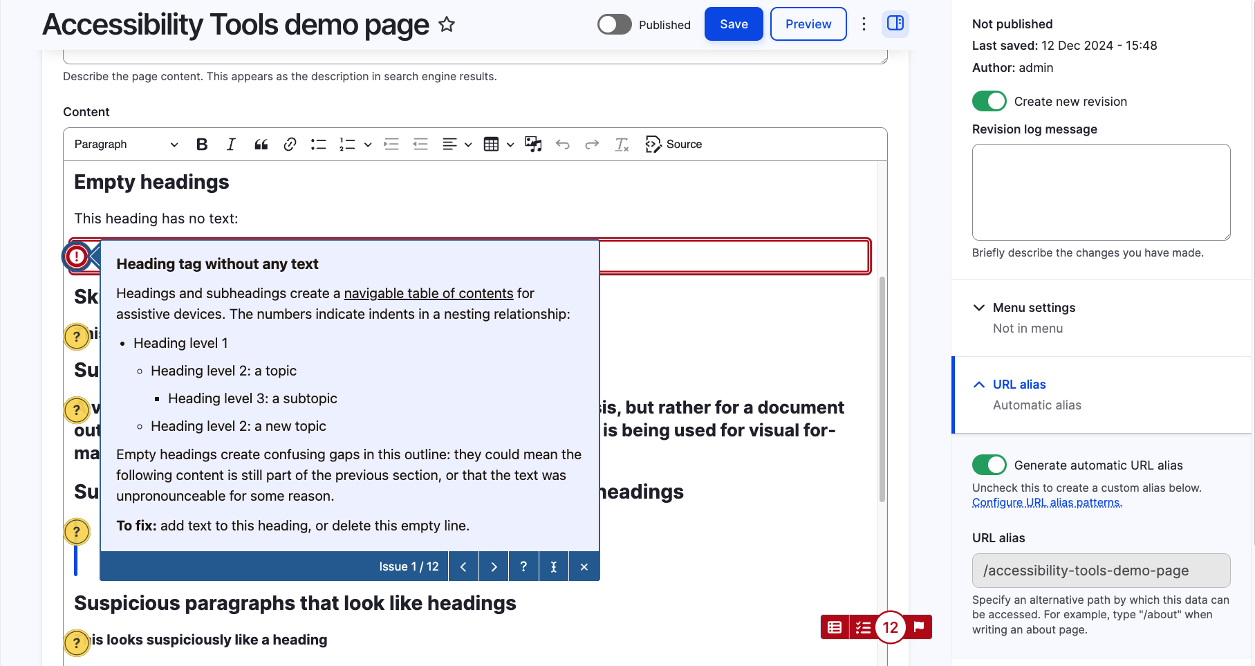 Screenshot of Accessibility Tools demo