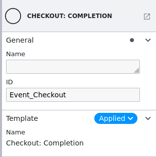 Screenshot of checkout event