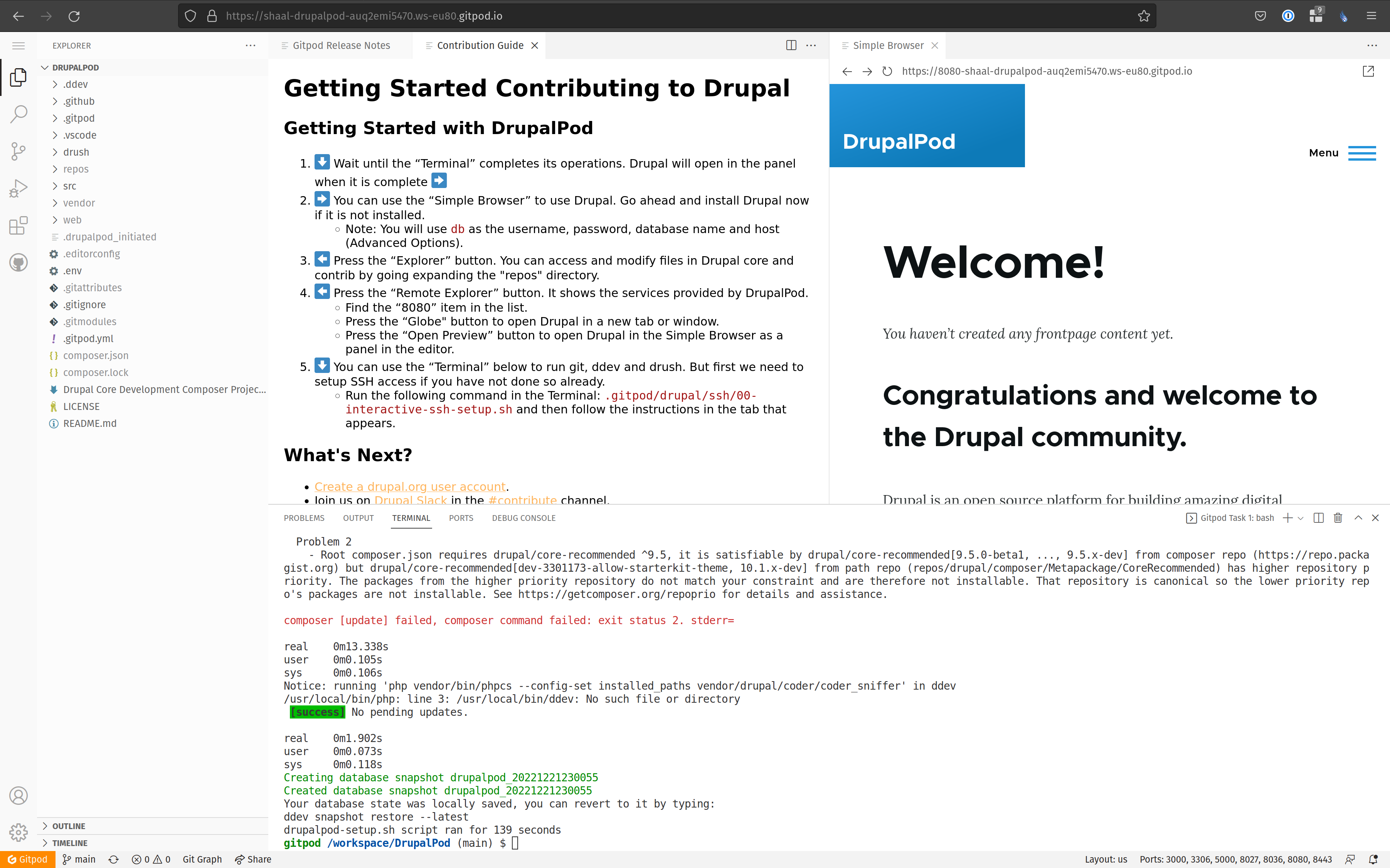 DrupalPod environment ready to use