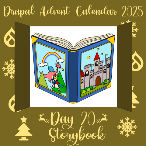 Door 20 depicts a book with scenes from children's fairytales on the cover