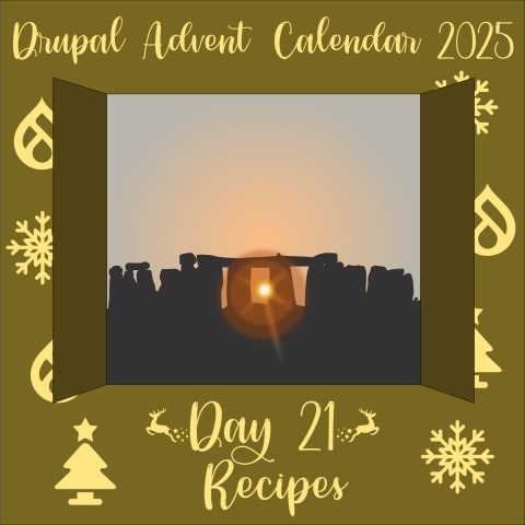 Door 21 contains the winter solstice sunrise through a stone henge