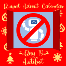 Advent Calendar door 19 containing a robot in a red circle crossed by a diagonal bar