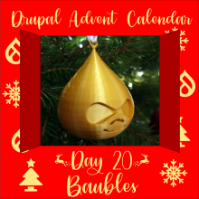 Drupal Advent Calendar door 20 containing a Christmas Tree Bauble