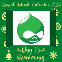 Door 13 containing a green DrupalIcon as the Mentoring logo