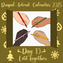 Door 10 contains a selection of hands holding pencils, preparing to edit a document together