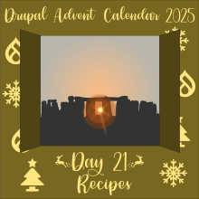 Door 21 contains the winter solstice sunrise through a stone henge